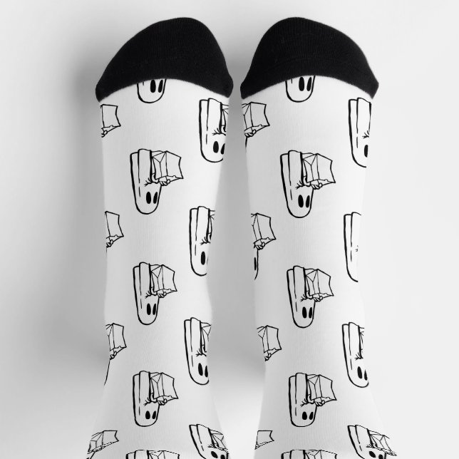 Chaussette Halloween, Gentil Fantôme Blanc, Friandise ou Farc (Haut)