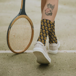 Chaussette Halloween gothique noir Cool de luxe crâne d'or