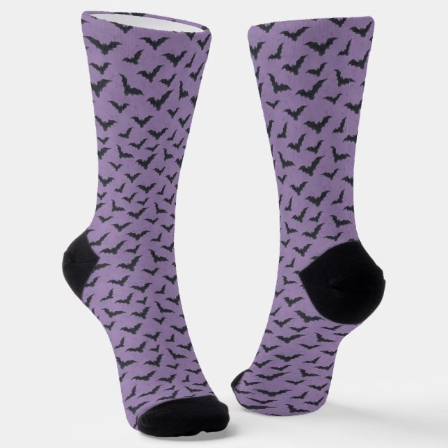 Chaussette Halloween Motif de chauve-souris violet lunatique (Angulaire)