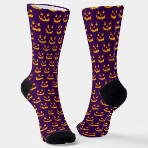 Chaussette Halloween saisonnier violet orange Citrouille scul
