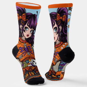 Chaussette Halloween,Style Automnal Squelette, Mignon Squelet
