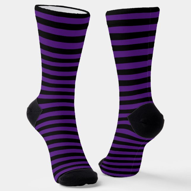Chaussette Halloween violet noir rayures Motif Monogramme (Angulaire)