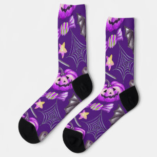 Chaussette Halloween violet thème