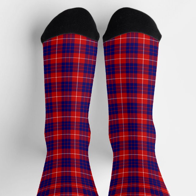 Chaussette Hamilton tartan rouge bleu violet plaid (Haut)