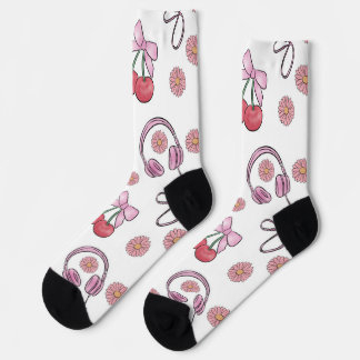 Chaussette Hand-drawn Pink Girly Elements Seamless Pattern