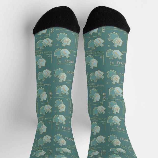 Chaussette Hanukkah Socks "Teal Dreidels" (Haut)