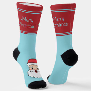 Chaussette Happy Cartoon Santa Claus Tête Avec Texte Personna