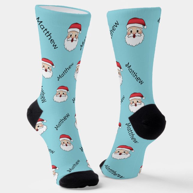 Chaussette Happy Santa Claus Têtes Avec Motif Personnalisé (Angulaire)