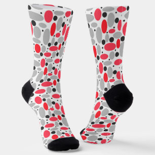 Chaussette haricots et pois rétro rouge gris blanc motif