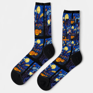Chaussette Hauné Van Gogh Scène - Gothic Starry Halloween N