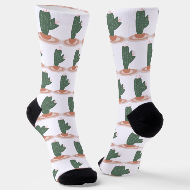 Chaussette Haute plante verte sur tapis Cactus de désert  (Angulaire)