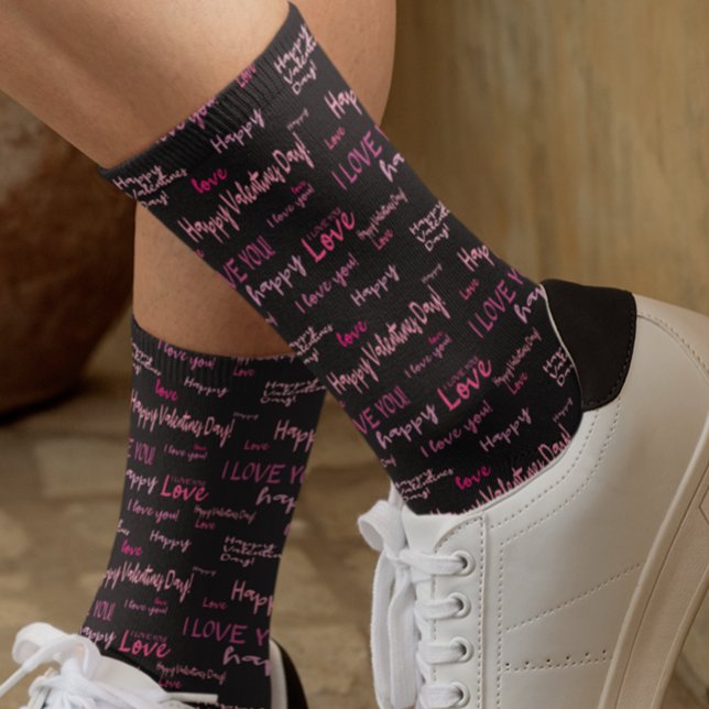 Chaussette Heureuse Sainte-Valentin Love Script Cadeau (Créateur téléchargé)