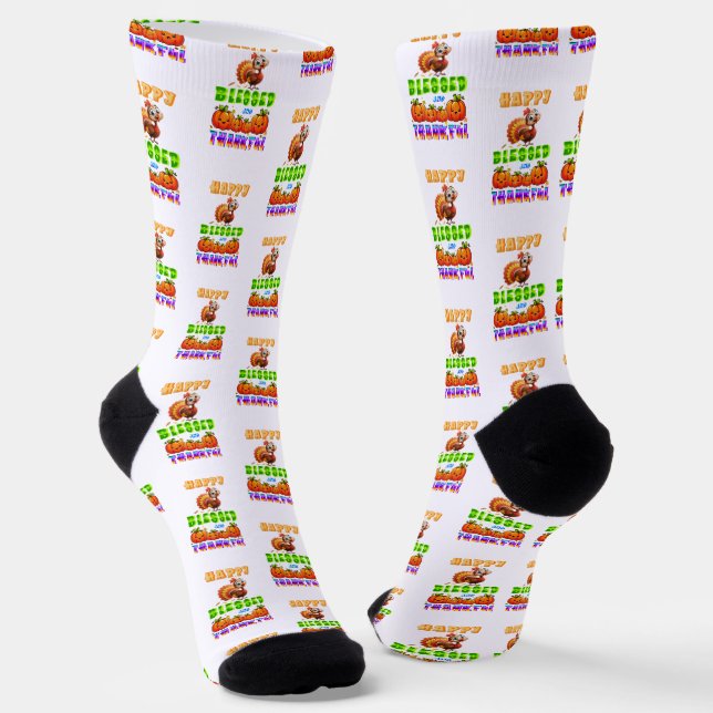 Chaussette Heureux Bénis Et Reconnaissant (Angulaire)