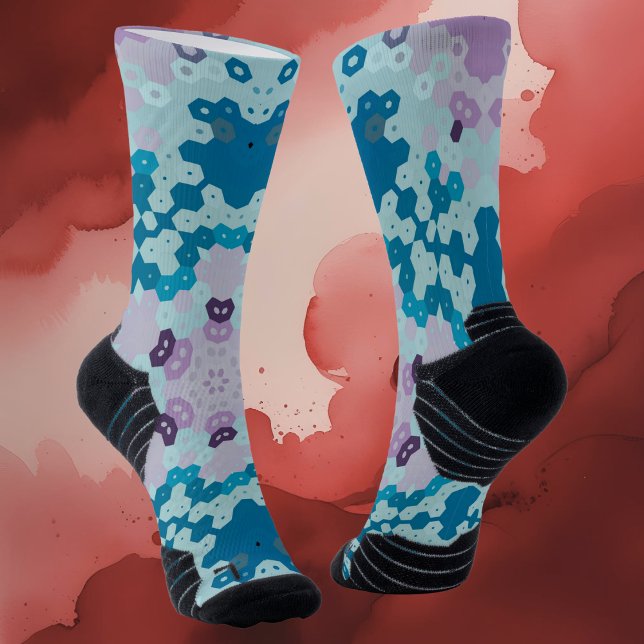 Chaussette Hex Mandala bleu et violet (Créateur téléchargé)
