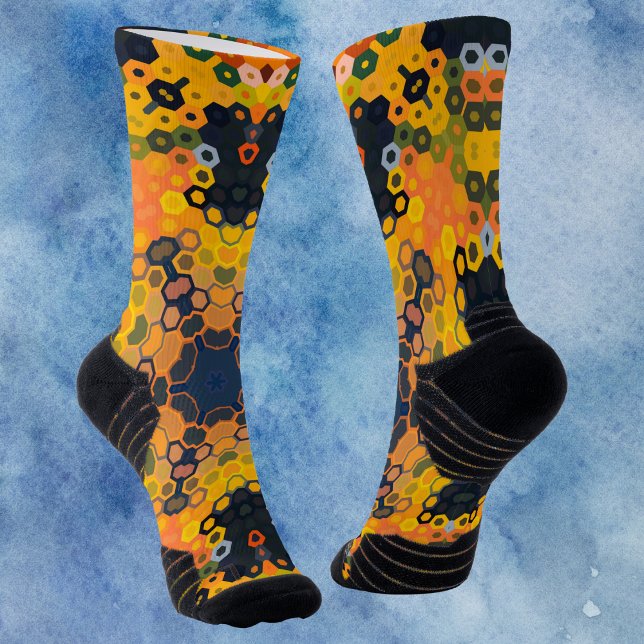Chaussette Hex Mandala jaune et orange (Créateur téléchargé)