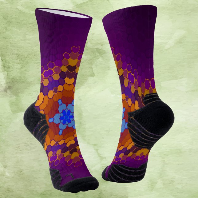 Chaussette Hex Mandala violet orange et bleu (Créateur téléchargé)
