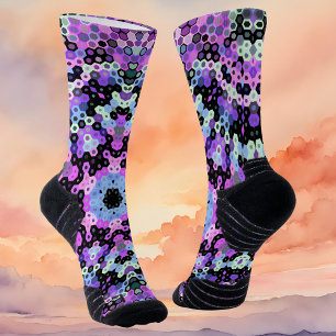 Chaussette Hex Mandala violet rose et bleu