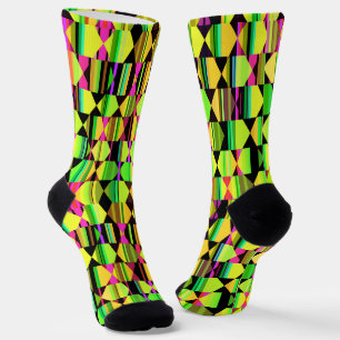 Chaussette Hexagon et triangle géométriques en jaune et noir