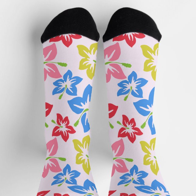 Chaussette Hibiscus Coloré, Motif De Fleurs (Haut)