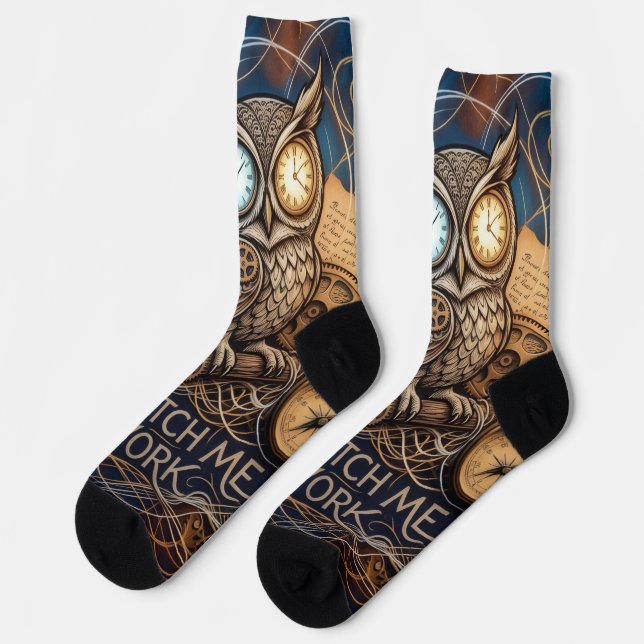 Chaussette Hibou abstrait créatif de minuit (Gauche)