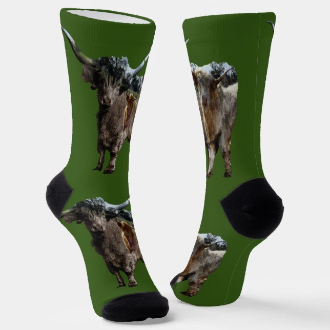 Chaussette Highland Cows Design, Chaussettes personnalisables (Angulaire)