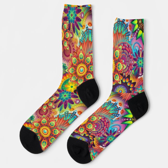 Chaussette Hippie Groovy Techno Psychedelique Thunder_Cove (Gauche)