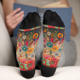 Chaussette Hippie rétro : Chaussettes de jardin d'art populai
