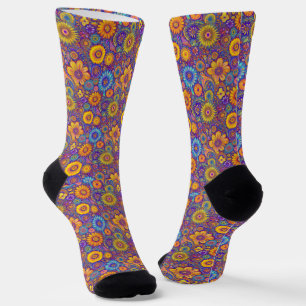 Chaussette Hippie Rétro : Chaussettes Vibe Violet