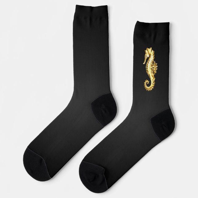 Chaussette Hippocampe Polygonal Or (Gauche)