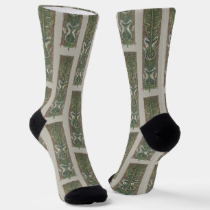 Chaussette Hippocampes et algues, Art Nouveau vintage