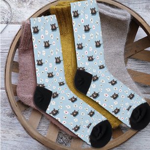 Chaussette Hippopotame Lotus Blanc Bleu