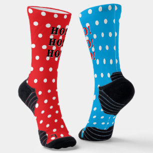Chaussette HO HO HO Rouge Bleu Blanc Points