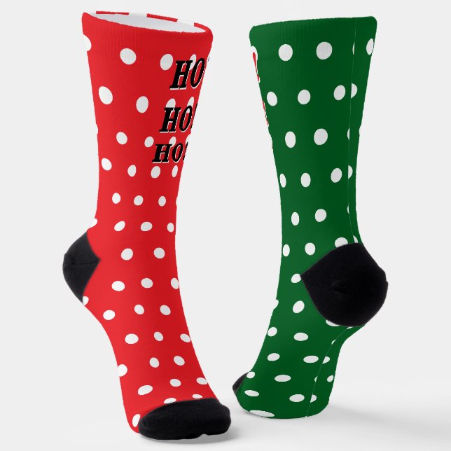 Chaussette HO HO HO Rouge Vert Blanc Points (Angulaire)