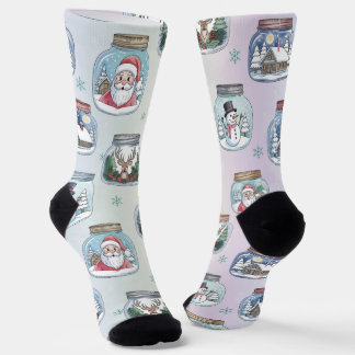 Chaussette Holiday Socks Christmas Snow Globe Jars 