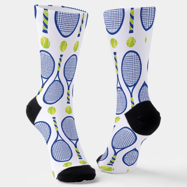 Chaussette 🎾 Horizontal bleu, vert, blanc tennis 🎾 motif (Angulaire)