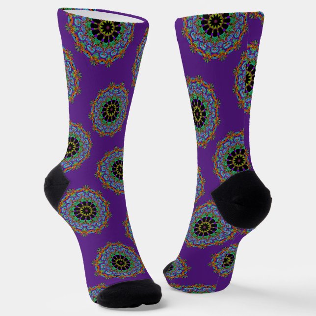 Chaussette Horloge à main peinte Mandala 24 (Angulaire)