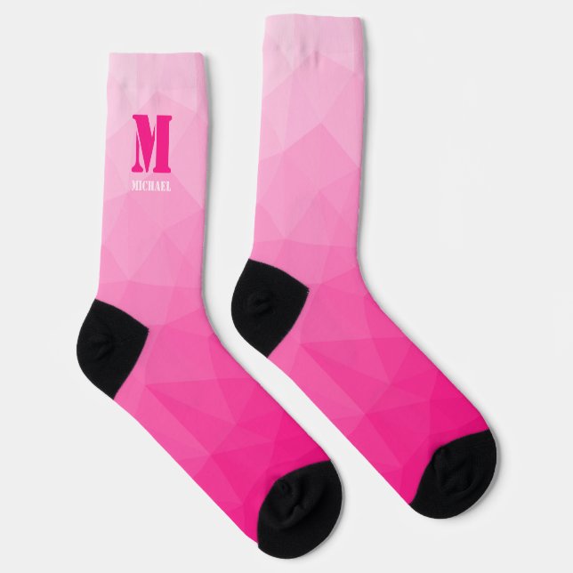 Chaussette Hot pink geometric mesh pattern Monogram (Droite)