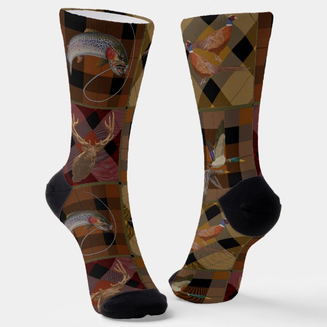 Chaussette Hunt Club Plaid With Wildlife Game (Angulaire)