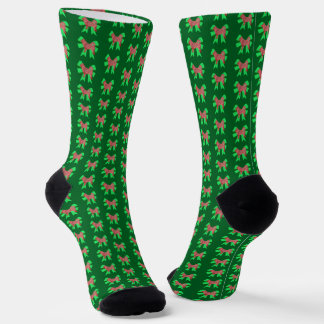 Chaussette Husky Christmas Dog Bow Silhouette Green