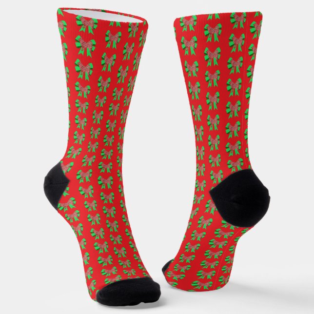 Chaussette Husky Christmas Dog Bow Silhouette Red (Angulaire)