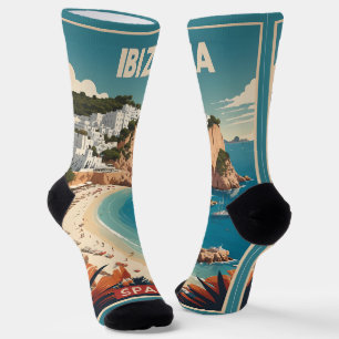 Chaussette Ibiza, Espagne Affiche de voyage