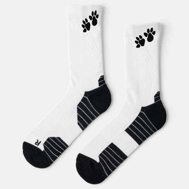 Chaussette Icône de patte de chien - Noir & Blanc (Gauche)
