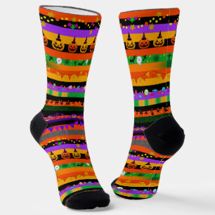 Chaussette Icônes rayées d'Halloween