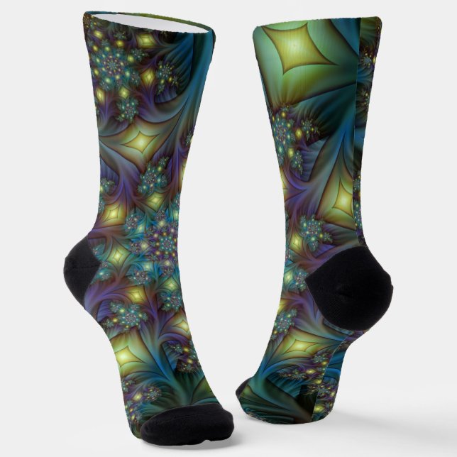Chaussette Illuminé Abstrait brillant Turquoise violet Fracta (Angulaire)