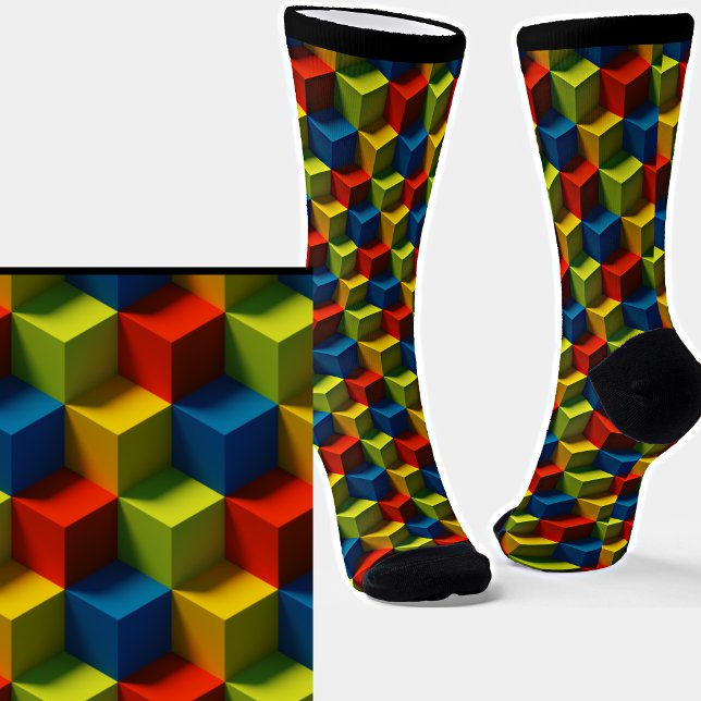 Chaussette Illusion optique des cubes d'effets 3D (Créateur téléchargé)