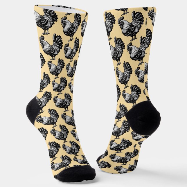 Chaussette Illustration complexe du coq (Angulaire)