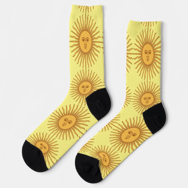 Chaussette Illustration d'art de visage de soleil Thunder_Cov (Gauche)