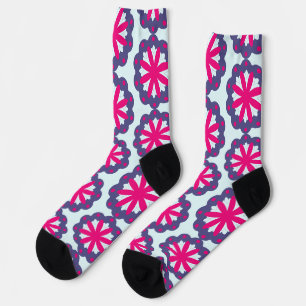 Chaussette Illustration de formes florales violettes et roses