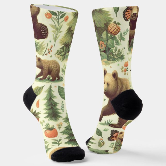 Chaussette Illustration de l'ours Vintage (Angulaire)
