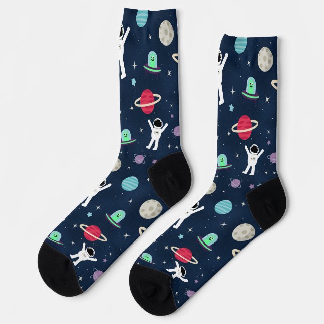 Chaussette illustration de motif spatial (Gauche)